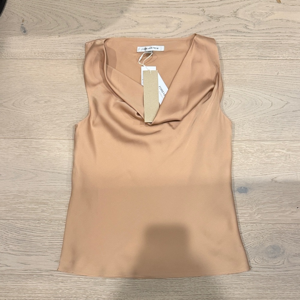 NWT Forever New Tan Cowl Neck Blouse